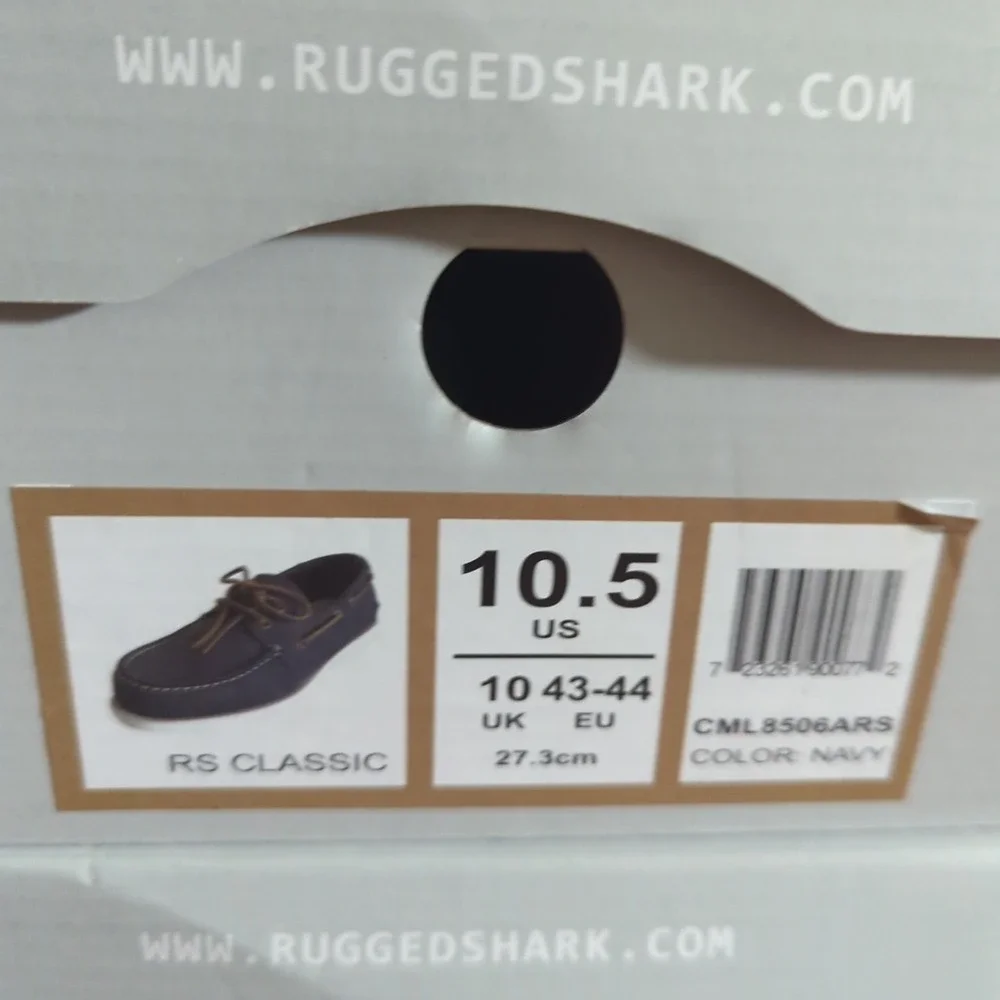 NEW Rugged Shark Men's Classic Boat Shoes, Genuine Leather size‎ 10.5